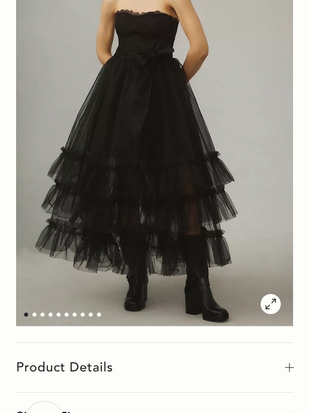 Pilcro Black Strapless Tiered Tulle Dress